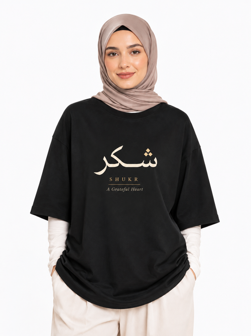 SHUKR | Black — Premium Oversized Heavyweight Tee