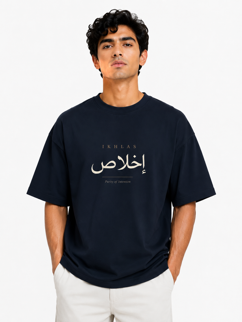 IKHLAS | Premium Oversized Cotton T-Shirt | Navy Blue