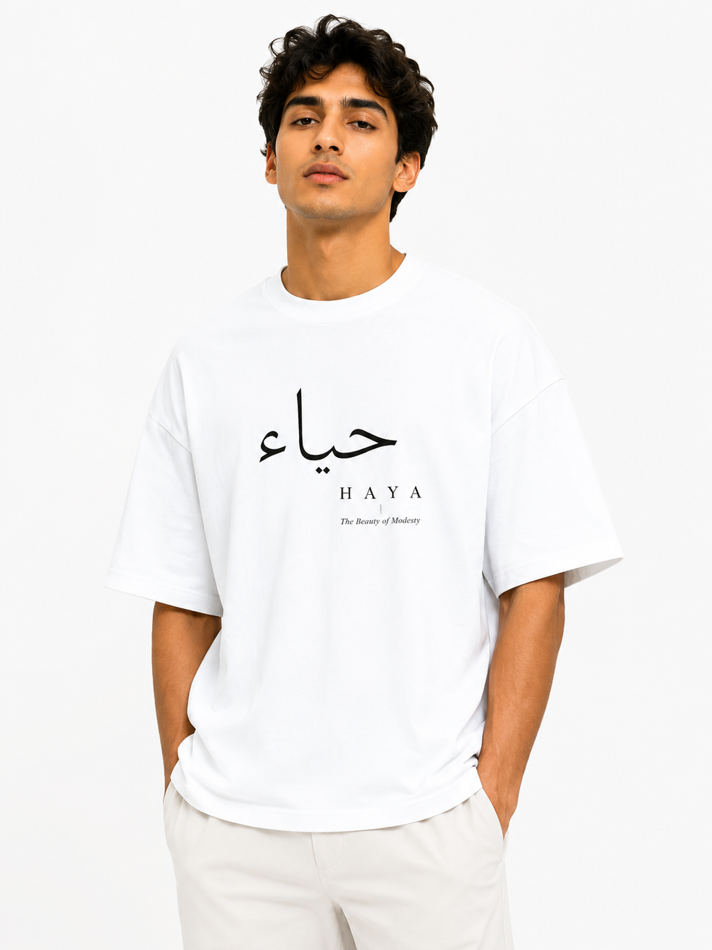 HAYA | Premium Unisex Terry Oversized White T-Shirt